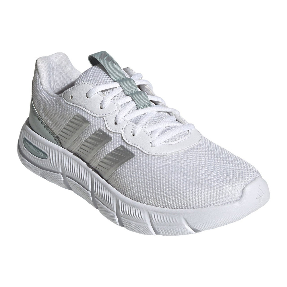 adidas Cloudfoam Flex Laces Women Everyday Wear Walking Shoe White 7.5 Wide Fit
